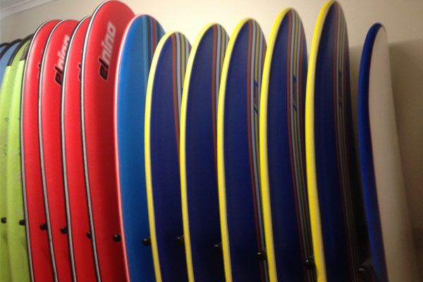 surf boards for hire during surf lessons
