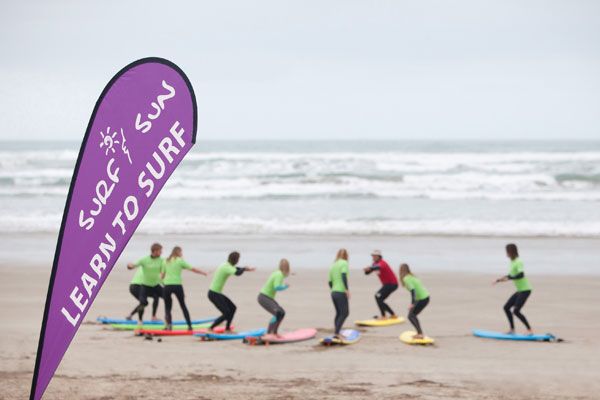 surf lessons during a school camp
